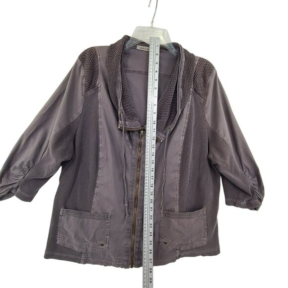 Wearables Women's Mixed Media Full Zip Up Casual Jacket Gray Size 2X - Picture 5 of 8